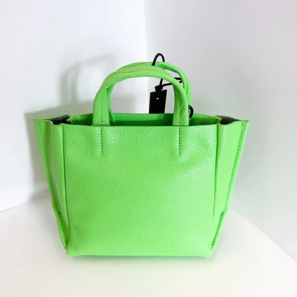 NWT Ampersand As Apostrophe Neon Green Leather Micro Tote Bag - Picture 4 of 8